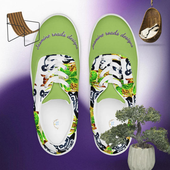 These panda canvas were water painted by hands designs into this beautiful canvas lace tennis shoes