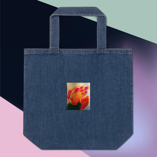 Organic denim tote bag