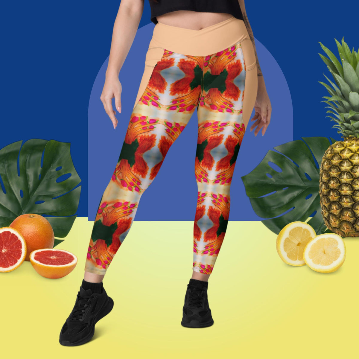 Crossover leggings with pockets