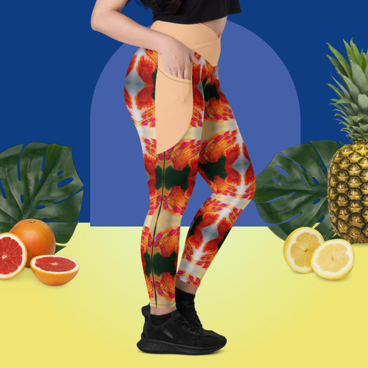Crossover leggings with pockets