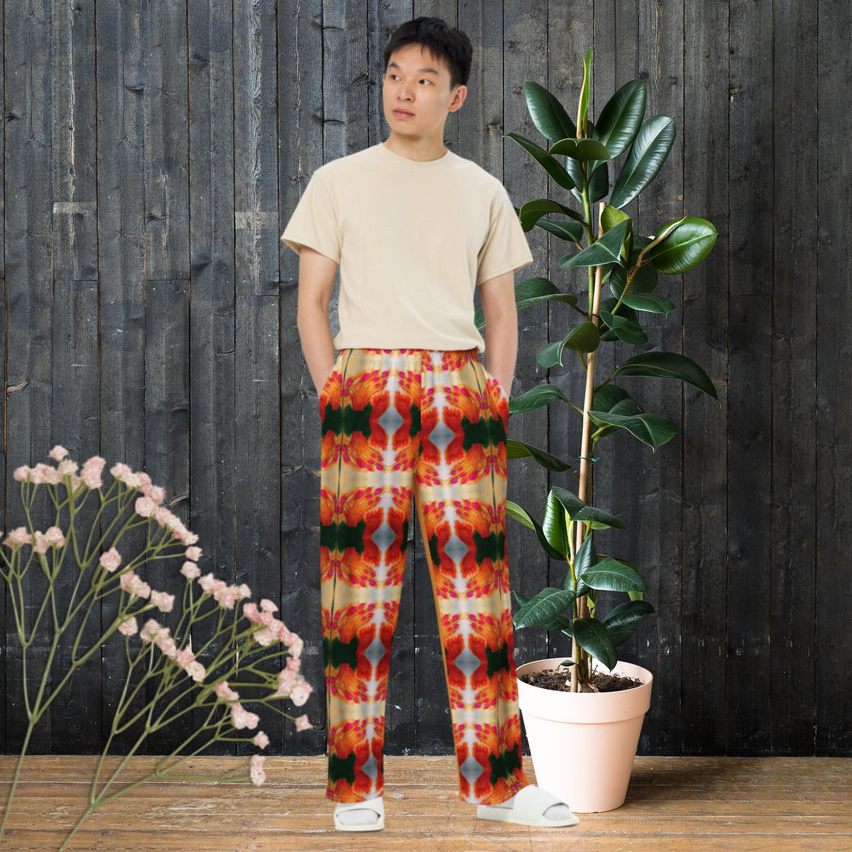 All-over print unisex wide-leg pants