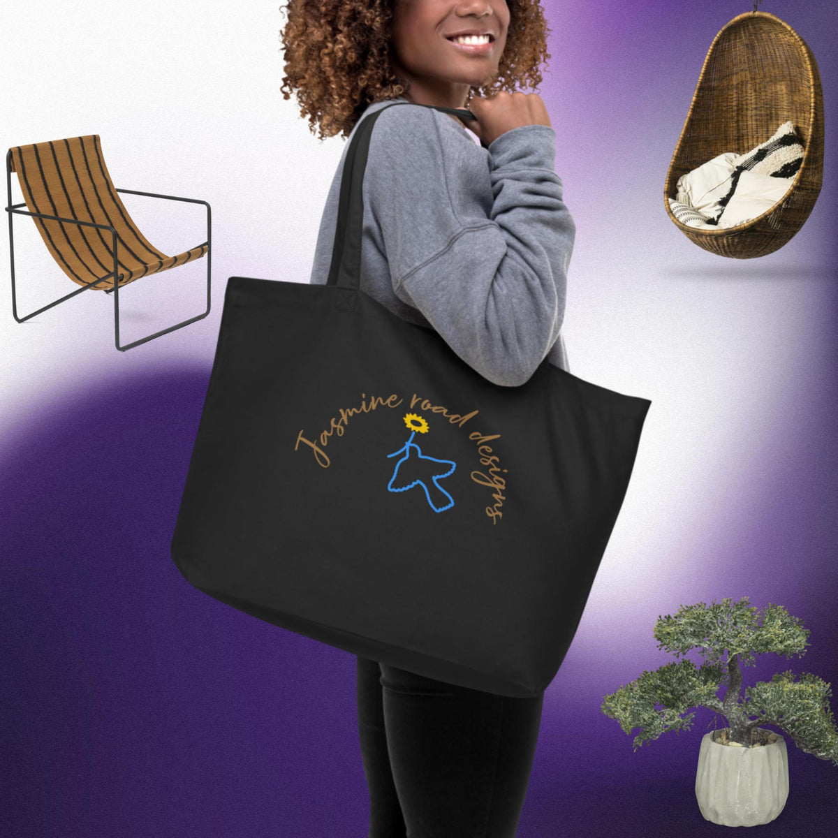 Large organic tote bag