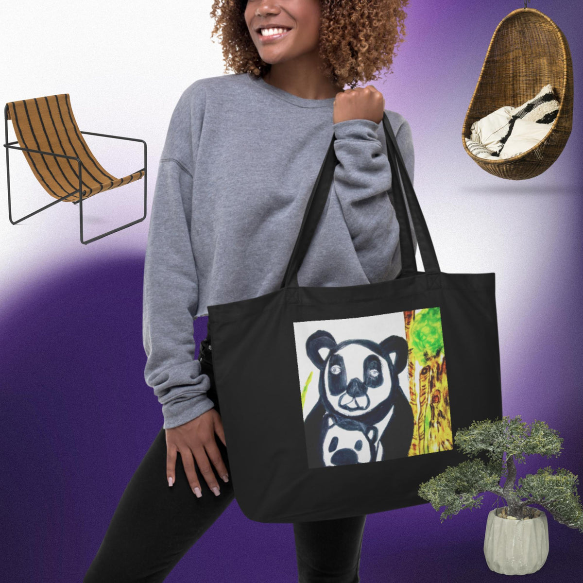 Large organic tote bag